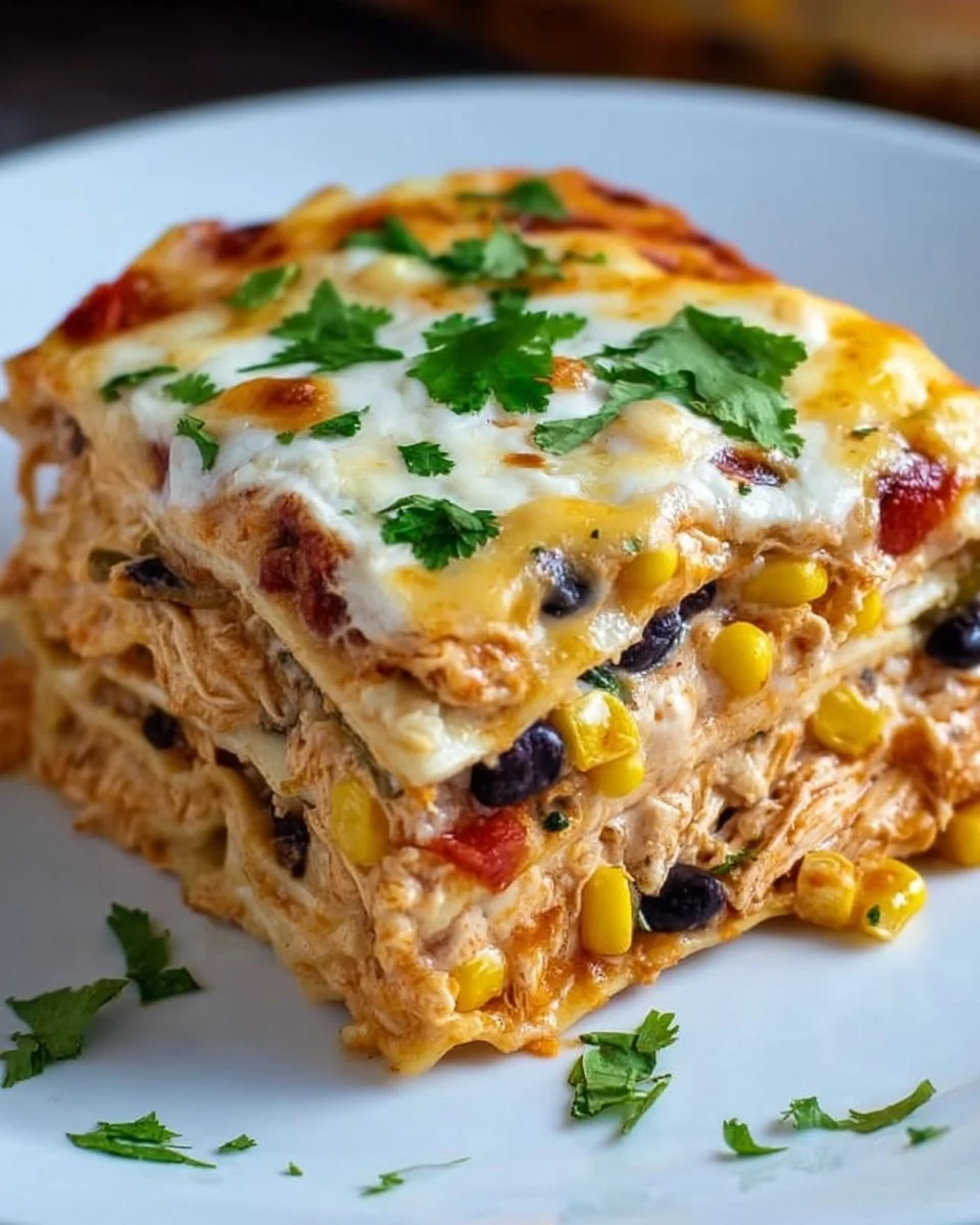 Mexican Chicken Lasagna with White Sauce