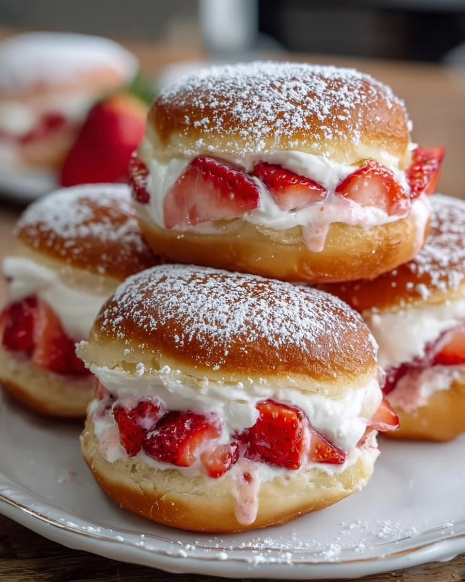 Mini Strawberry Cream Donuts