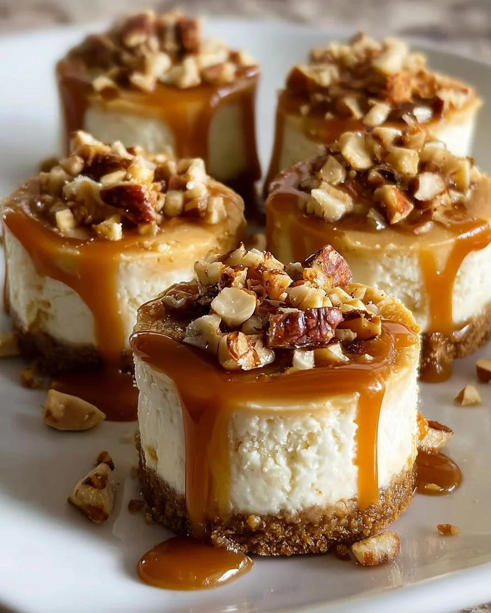 Peanut Butter Caramel Mini Cheesecakes