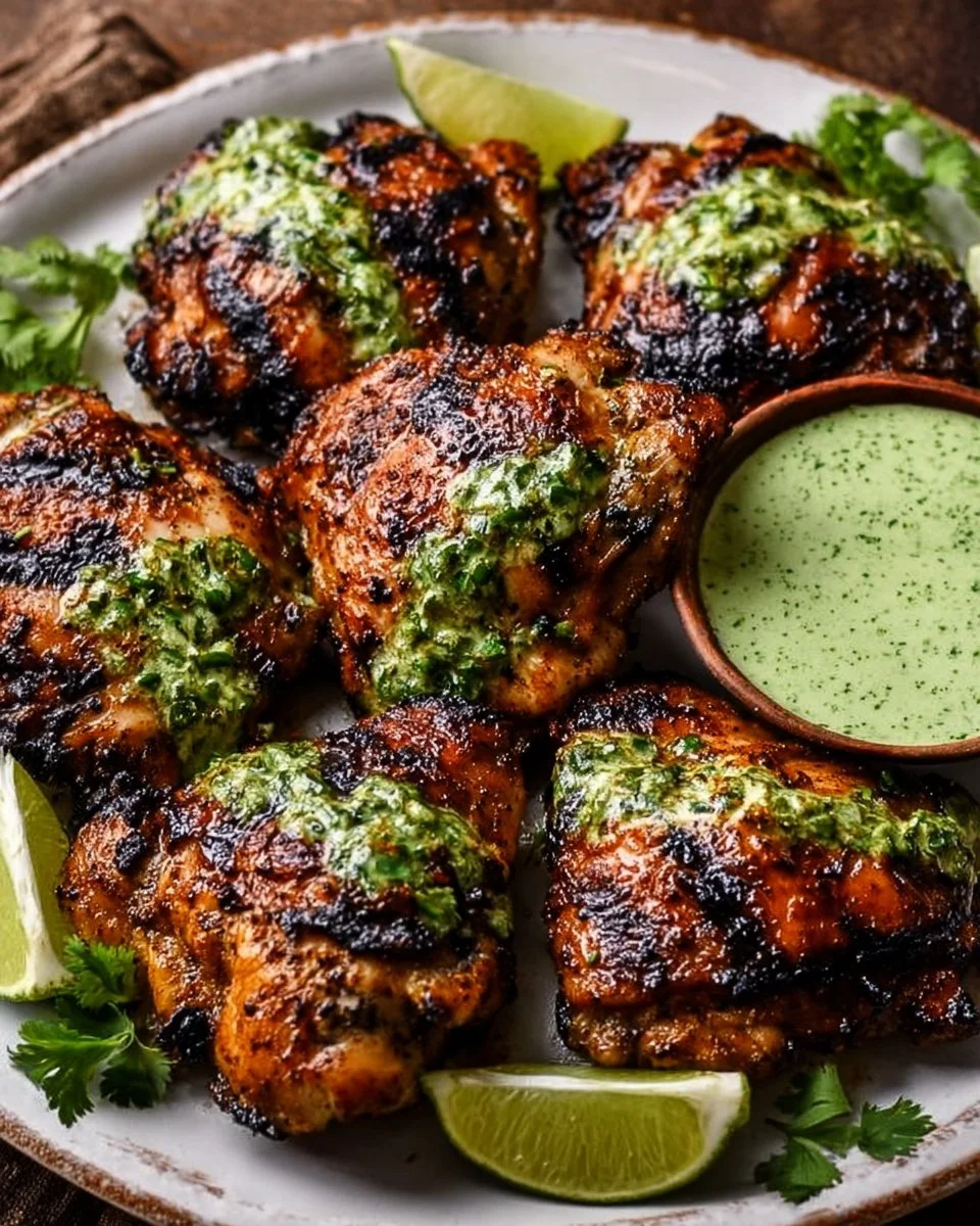 Peruvian Grilled Chicken with Creamy Green Sauce
