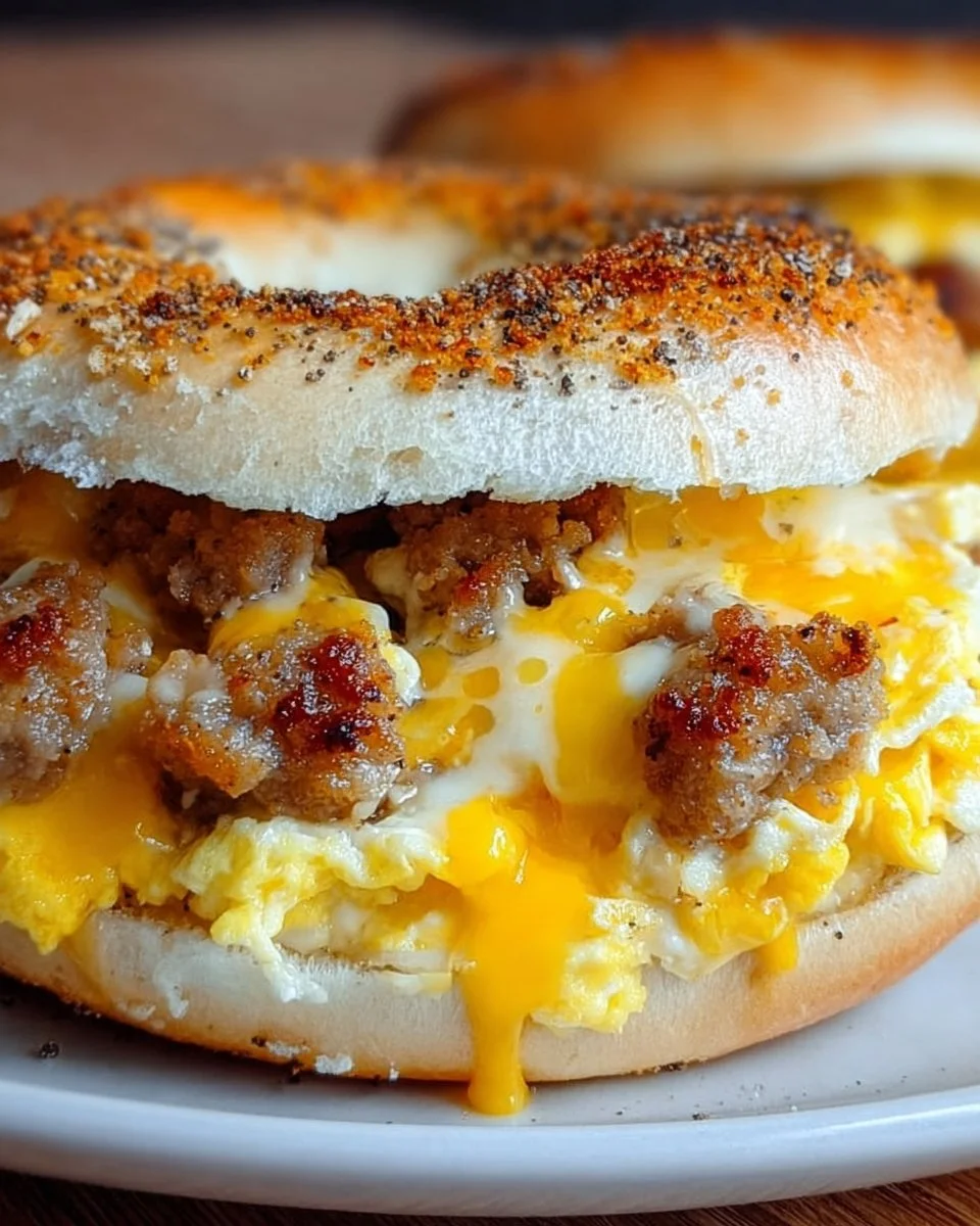 Sausage, Egg and Cheese Breakfast Bagels