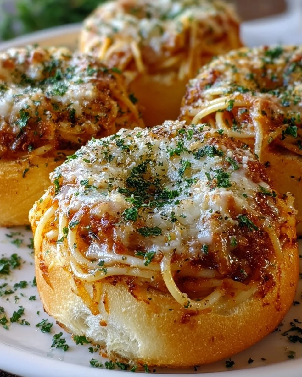 Spaghetti Garlic Bread Bowls