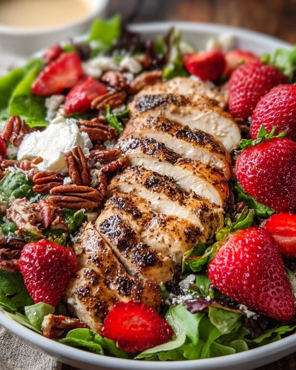Strawberry Pecan Grilled Chicken Salad