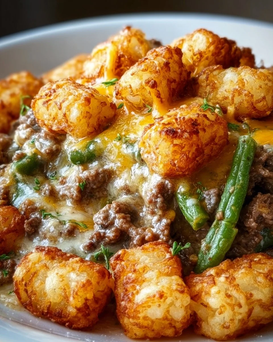 Tater Tot Hamburger Green Bean Casserole
