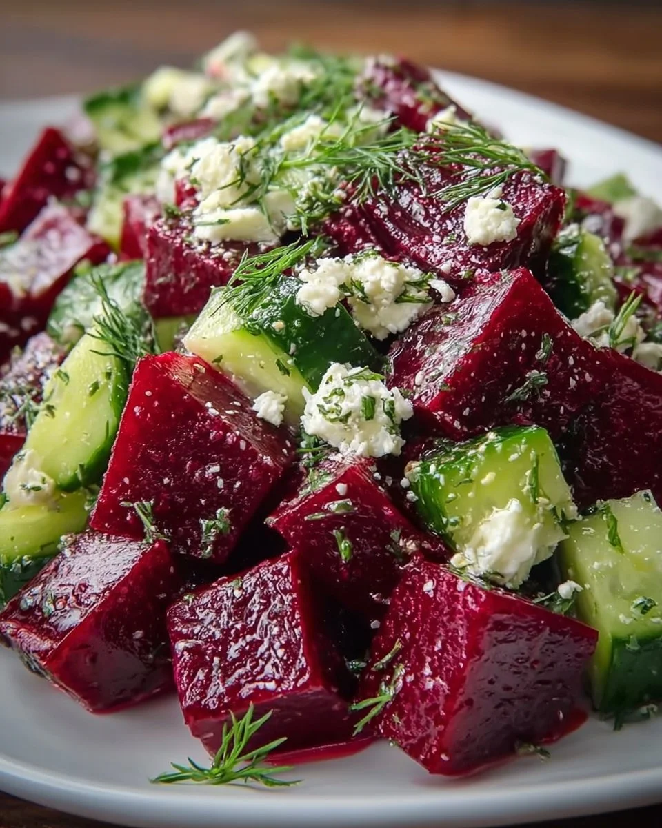Beet Feta Salad with Cucumber and Dill