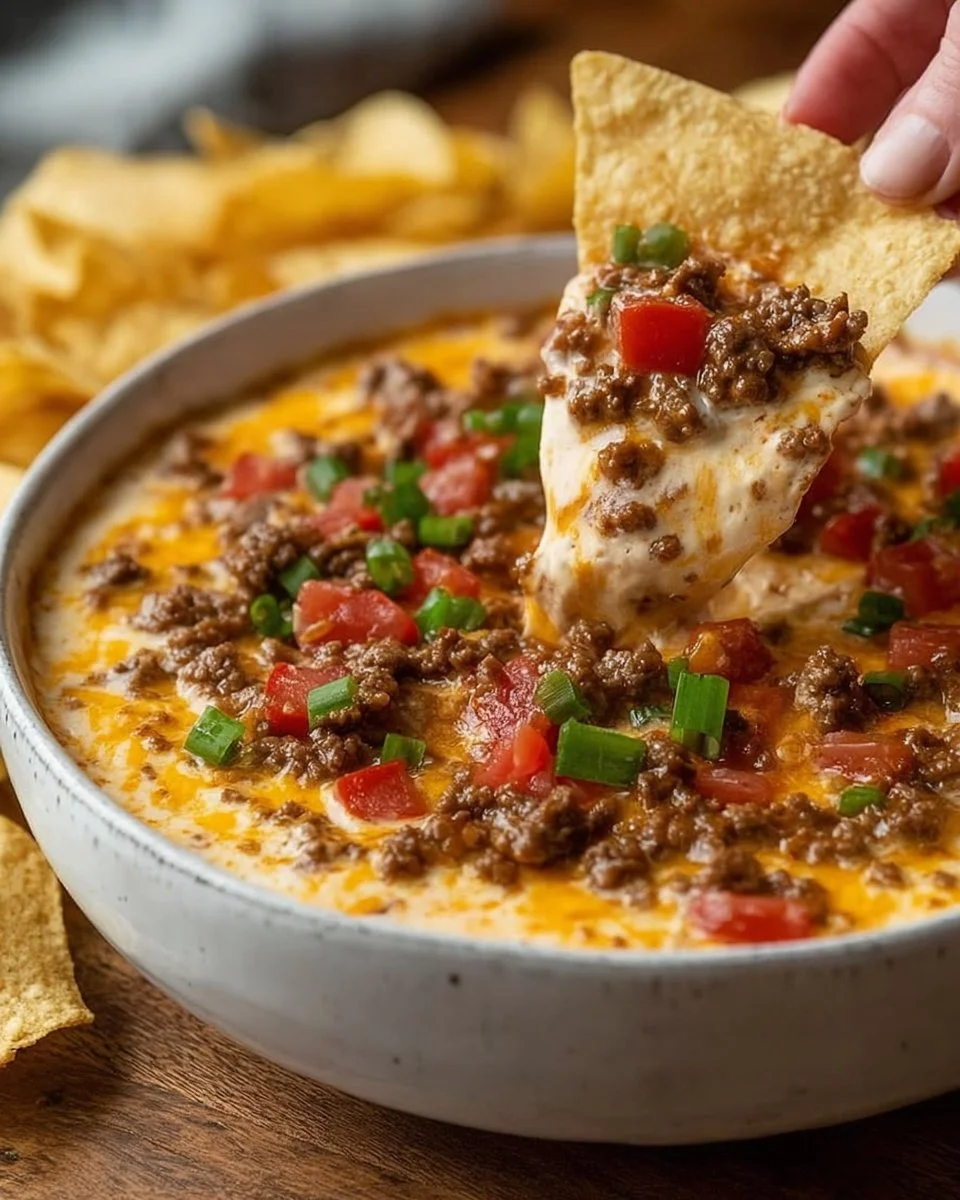 Delicious bowl of Rotel Dip served with tortilla chips