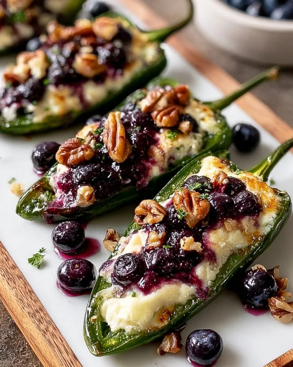 Blueberry Brie Jalapeño Poppers, a sweet and spicy appetizer recipe
