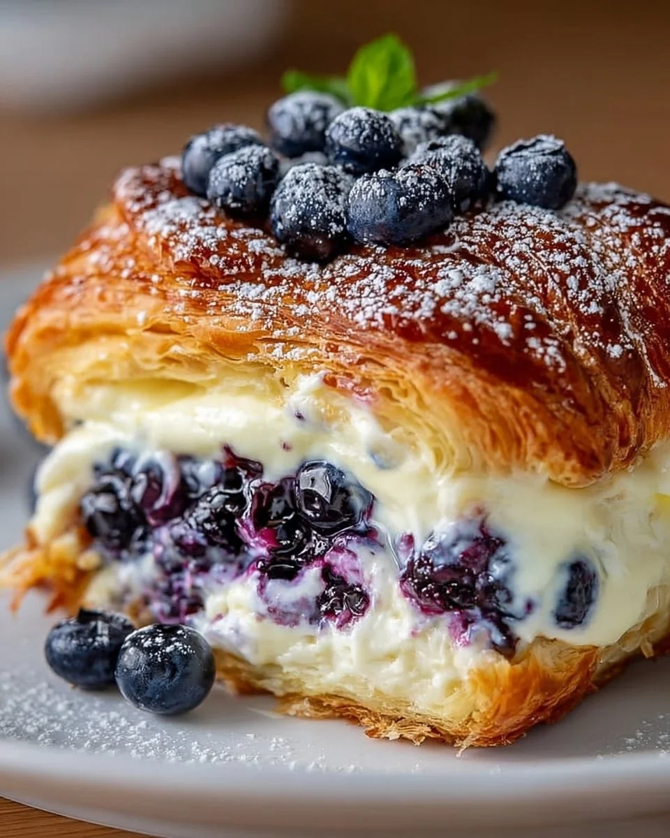 Blueberry Cream Cheese Croissant Casserole