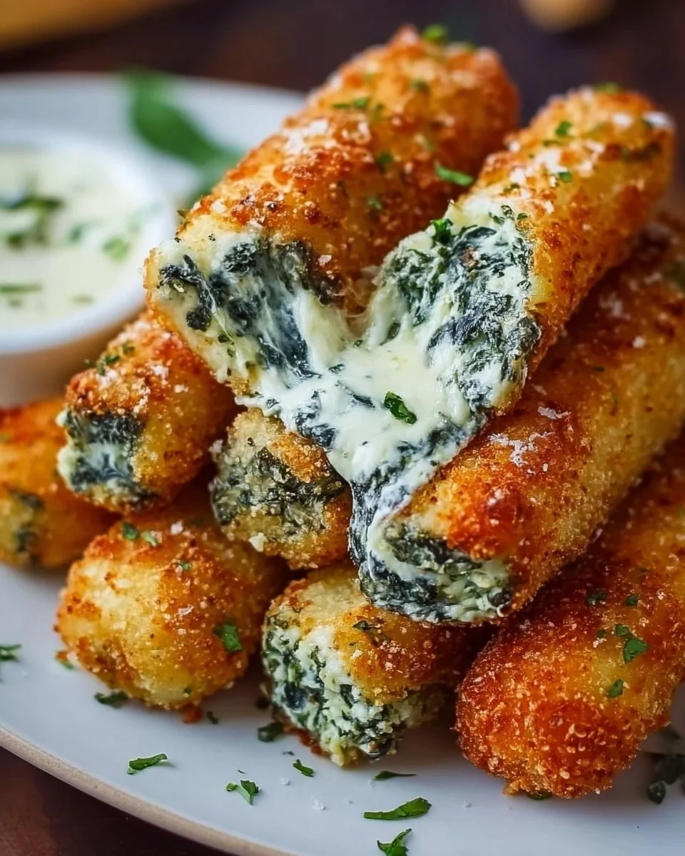 Crispy Spinach Dip Mozzarella Sticks You Can’t Resist