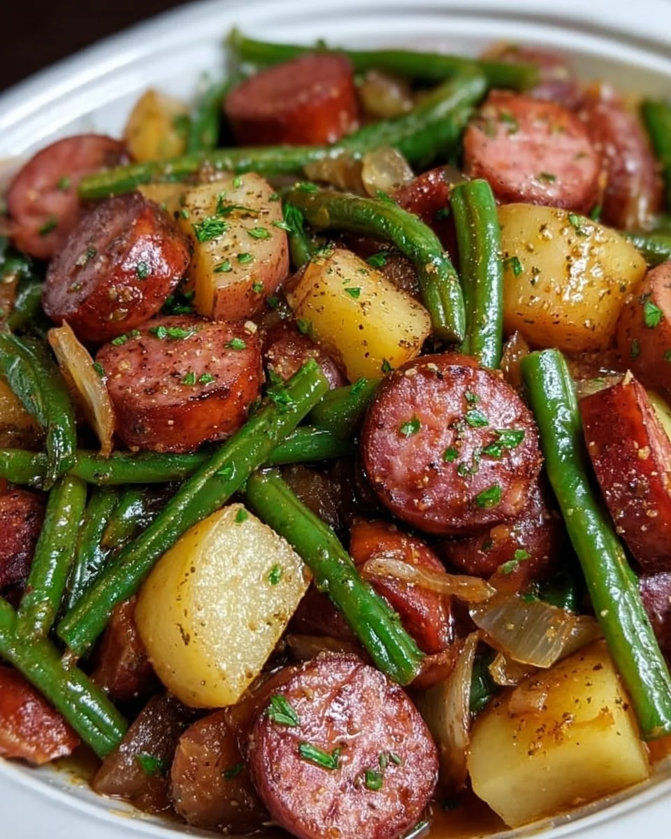 Crockpot Sausage and Green Beans