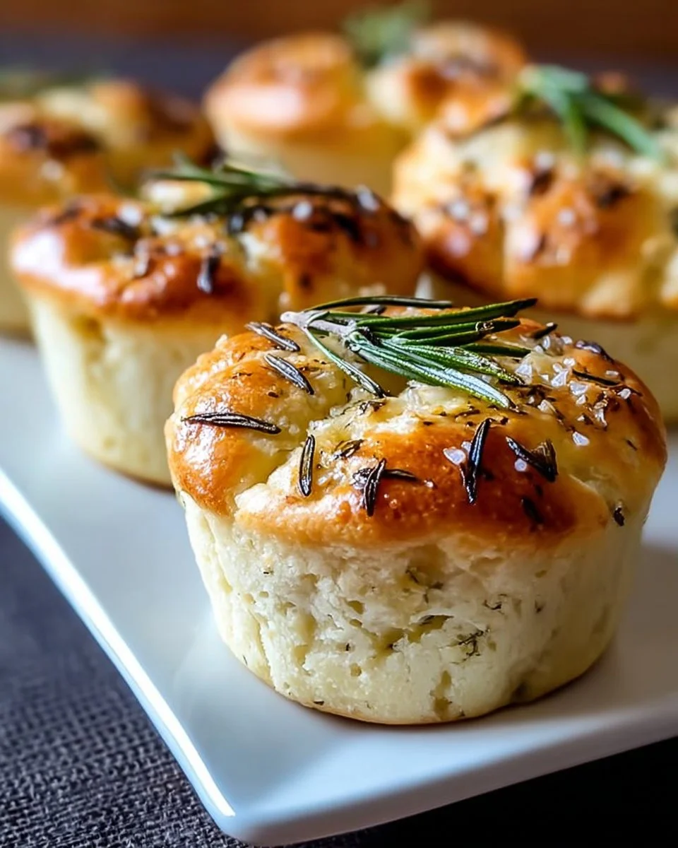 Easy Garlic Rosemary Focaccia Muffins