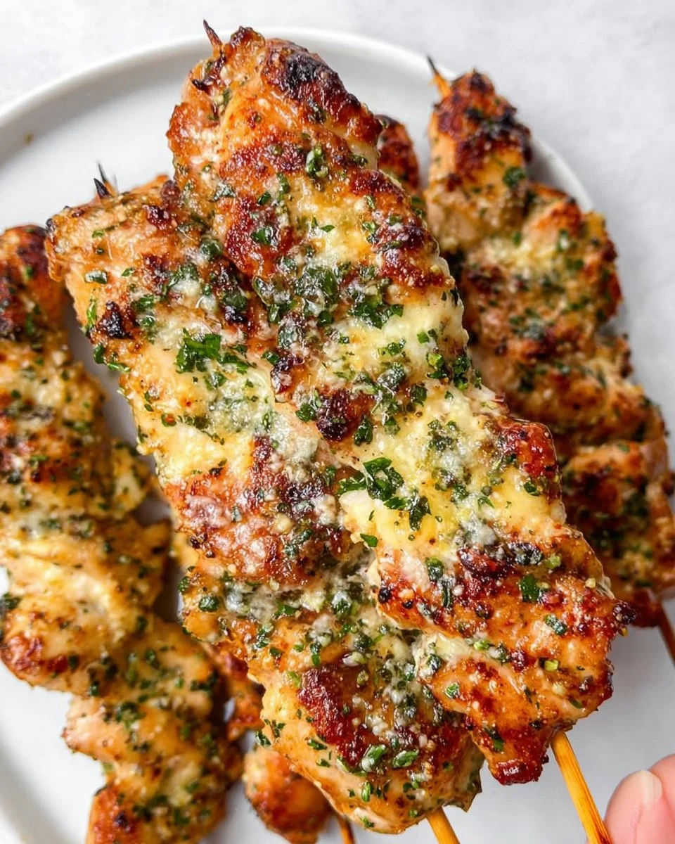 Garlic Parmesan Chicken Skewers