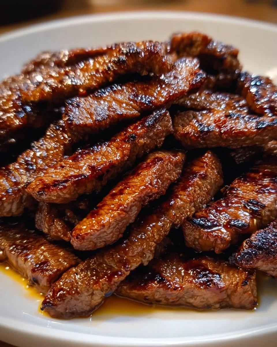 Grill Pan Honey Glazed Steak Strips