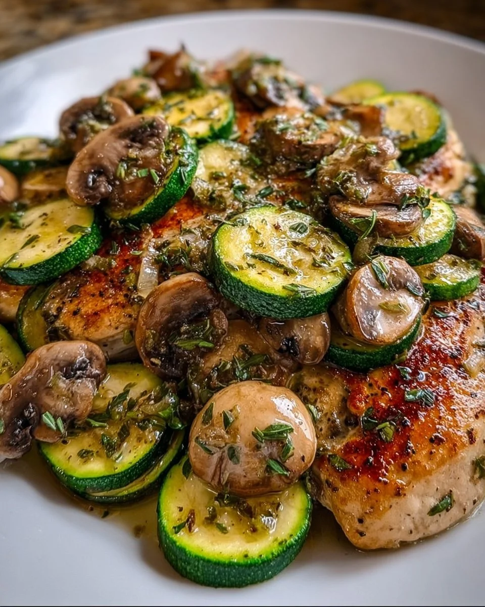 Italian Chicken, Mushrooms and Zucchini Skillet