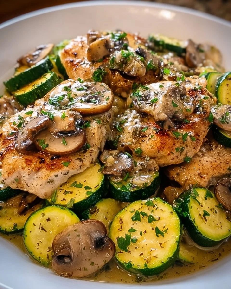 Italian Chicken, Mushrooms and Zucchini Skillet