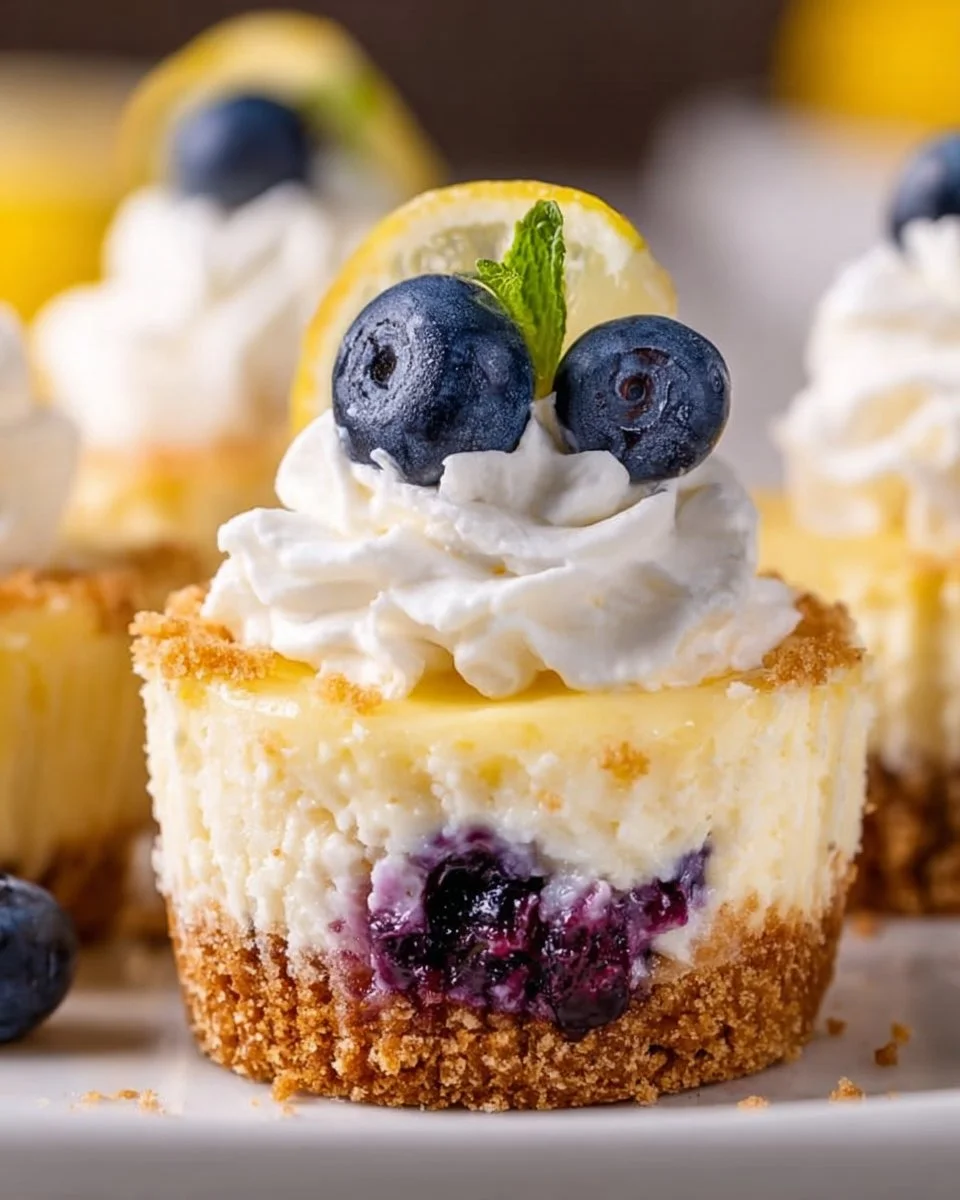 Lemon Blueberry Mini Cheesecakes