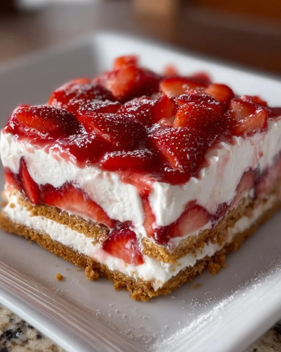 No-Bake Strawberry Cheesecake Lasagna