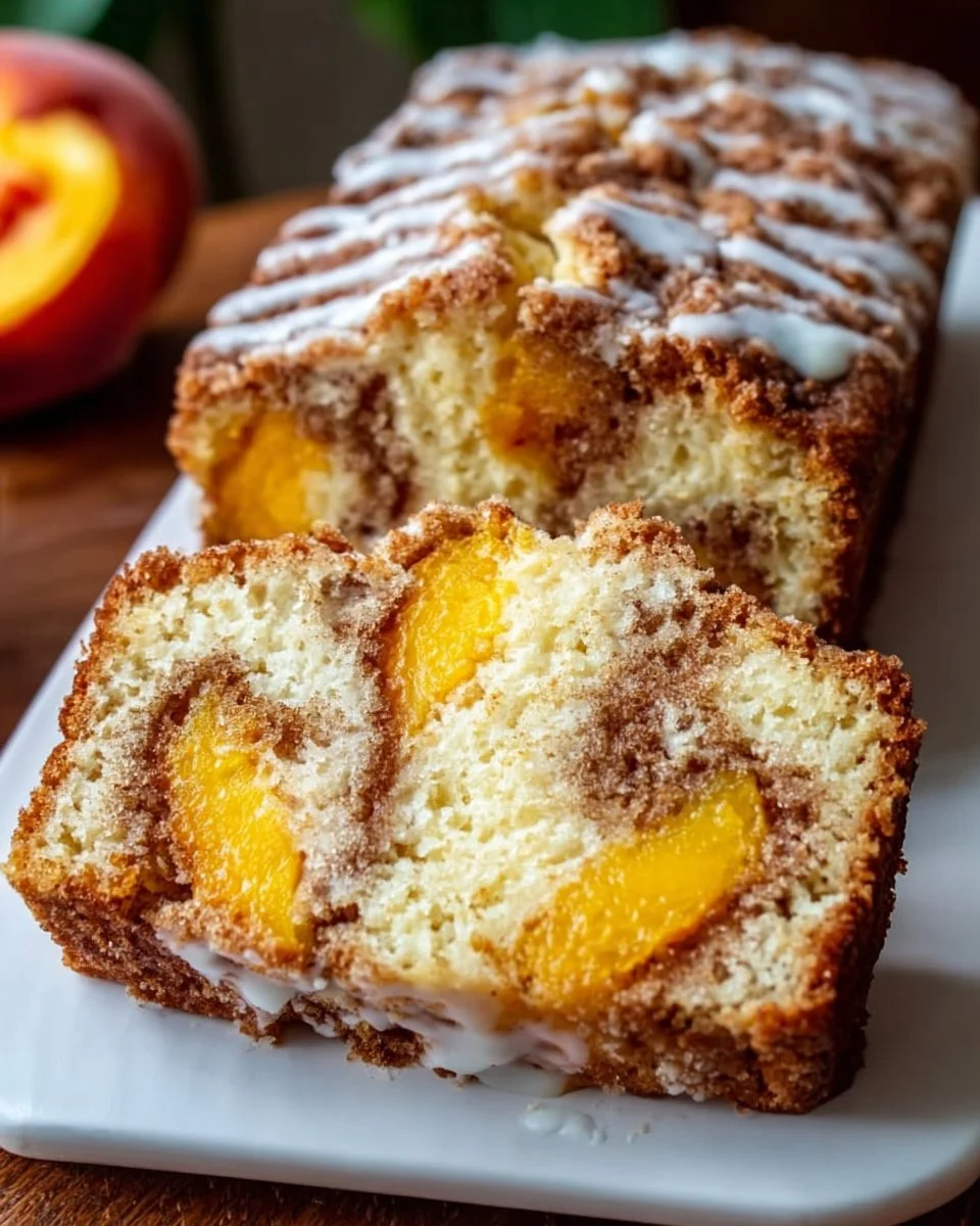 Old-Fashioned Fresh Peach Quick Bread Recipe with Cinnamon Swirl