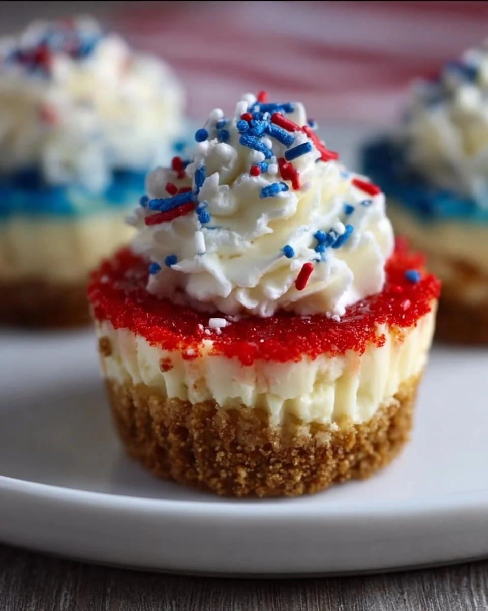 Red, White and Blue Mini Cheesecakes