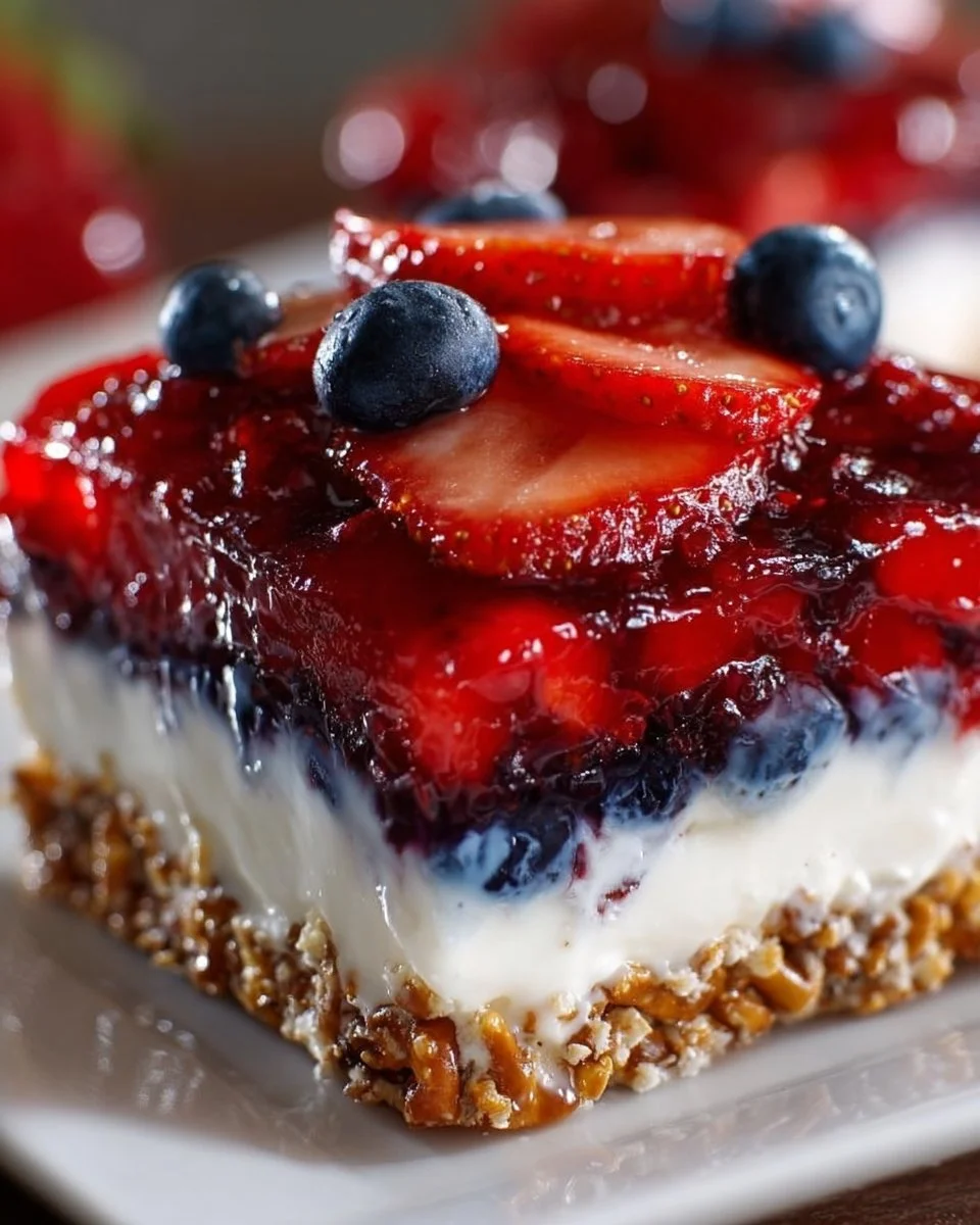 Red White and Blue Pretzel Salad