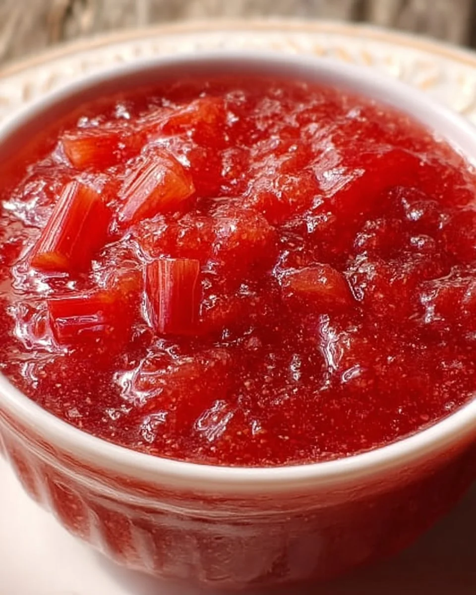 Rhubarb Sauce with Strawberry Jello