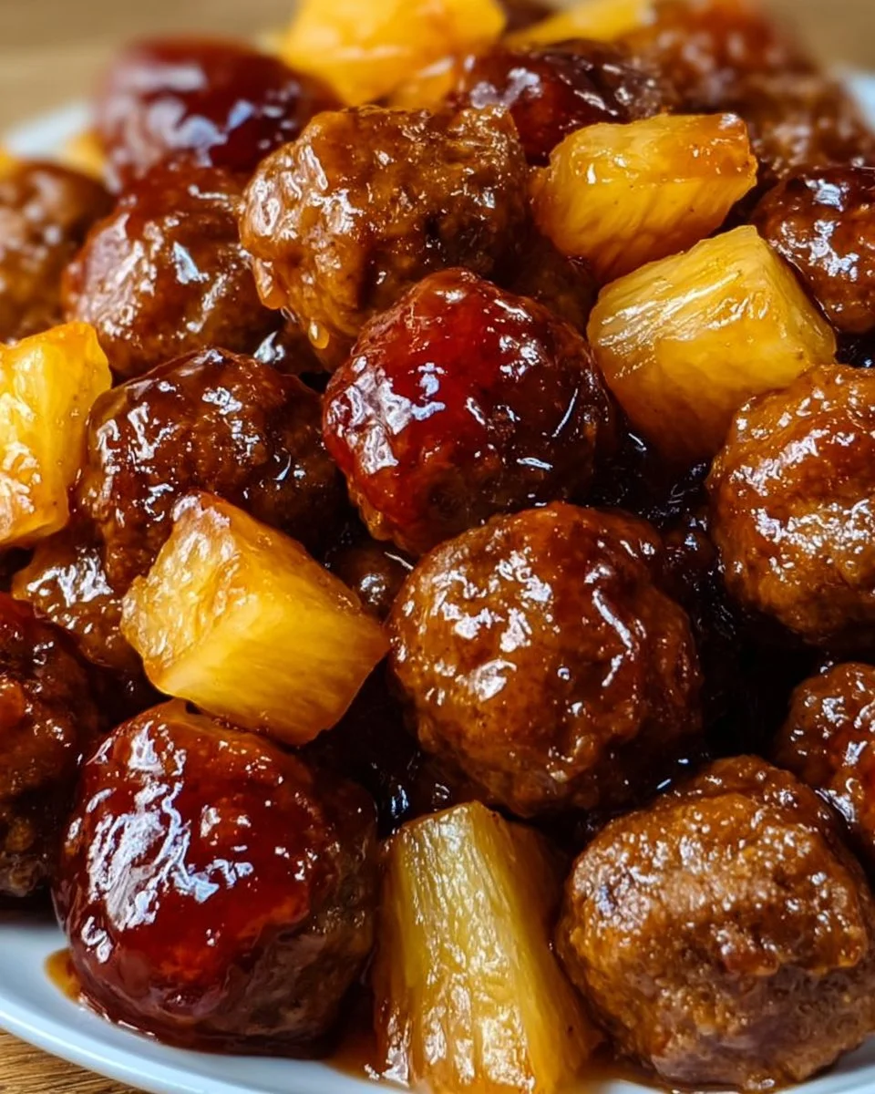 Slow Cooker Meatball Pineapple Smokies