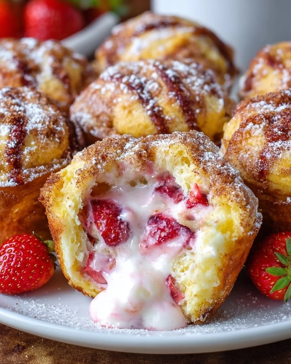 Soft Strawberry French Toast Muffins