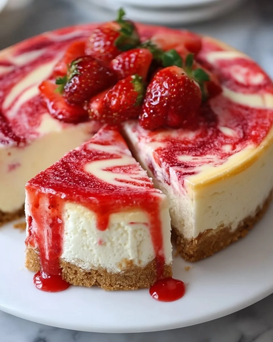Strawberry Swirl Cheesecake