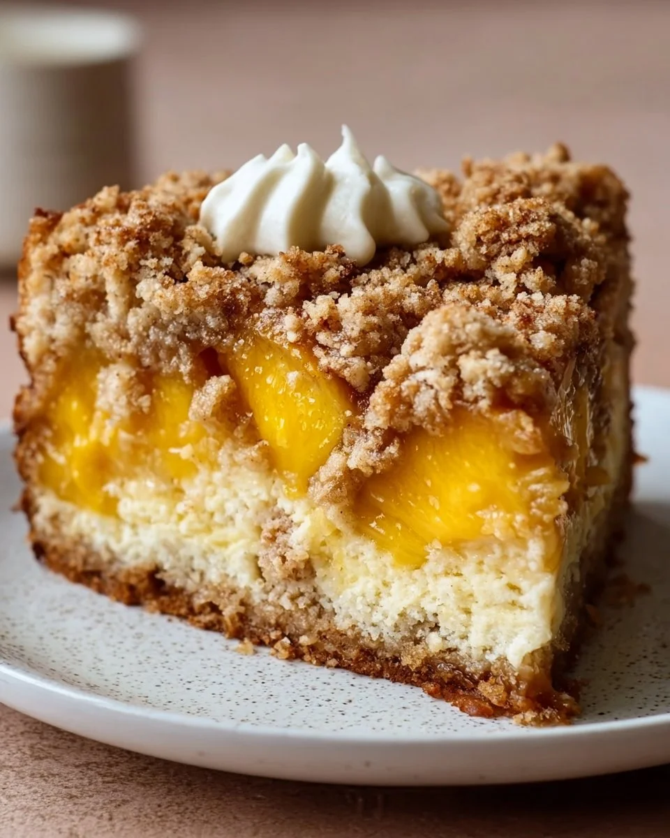Vanilla Bean Peach Crumble Cake
