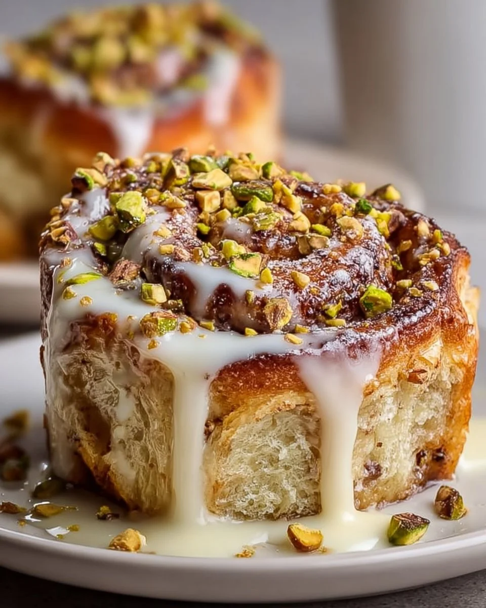 White Chocolate Pistachio Cinnamon Rolls