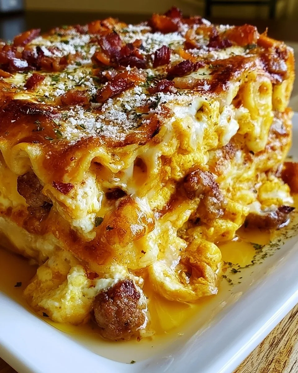 Baked Pasta with Scrambled Eggs and Sausage