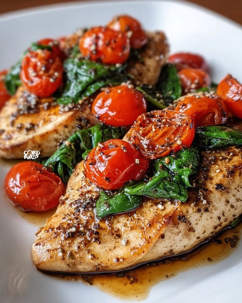 Balsamic Chicken with Cherry Tomatoes and Spinach