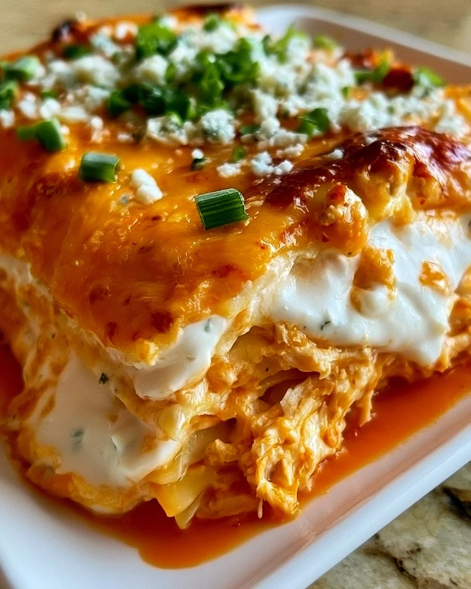 Cheesy Buffalo Ranch Chicken Lasagna