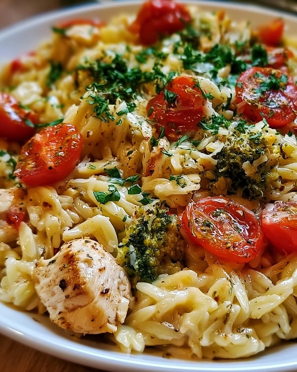 Cheesy Chicken Orzo Casserole