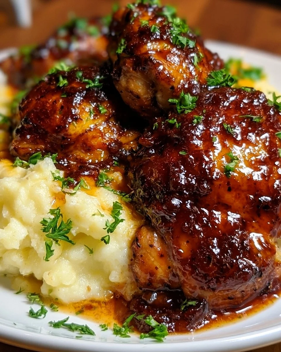 Chipotle Honey Chicken Thighs with Smoked Gouda Mashed Potatoes
