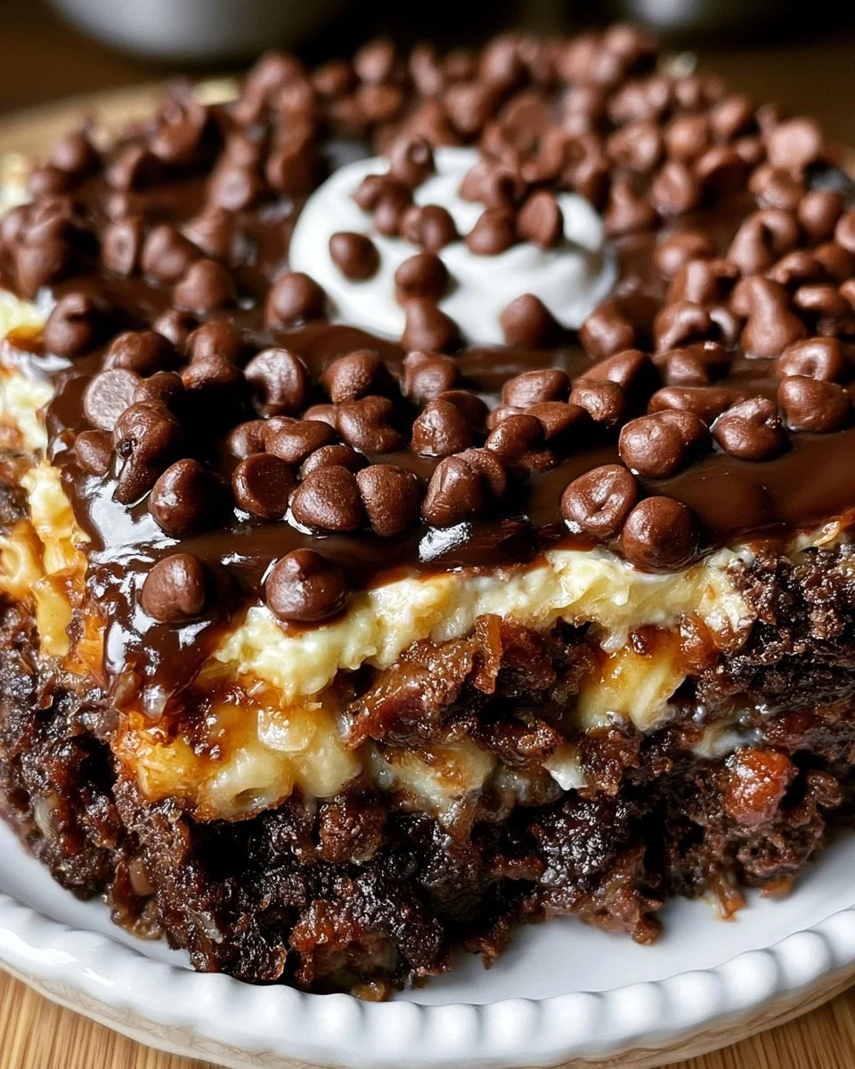 Chocolate chip pudding and cool whip cake | Slow cooker pudding brownie cake, Elbow macaroni, Ground beef