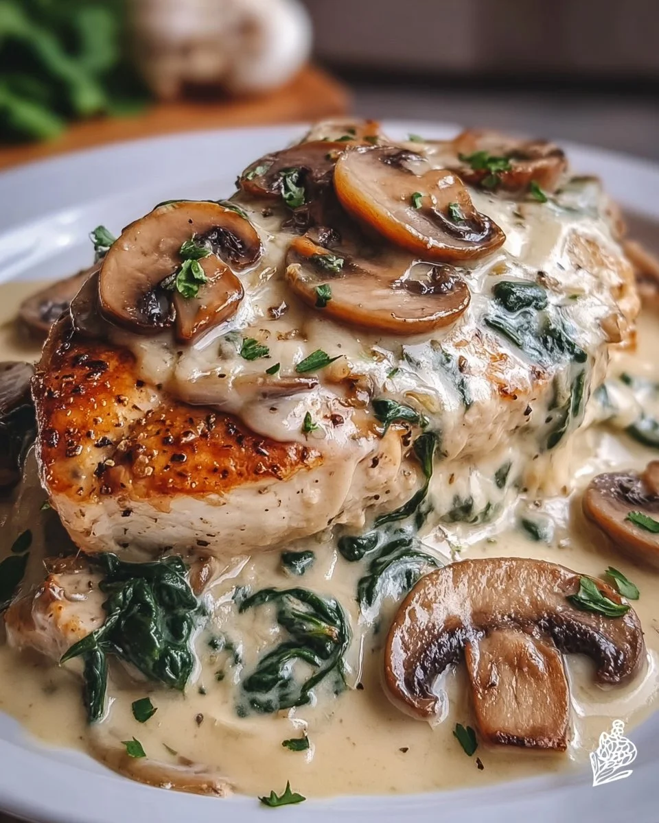 Creamy Chicken Spinach and Mushroom Bake