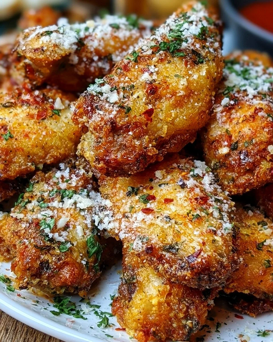 Crispy baked chicken wings served with dipping sauce