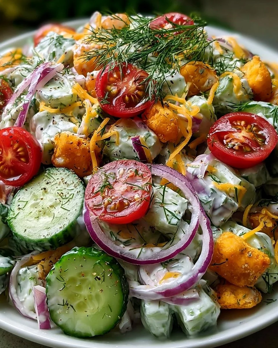 Delicious Cucumber Ranch Crack Salad with fresh ingredients and creamy dressing