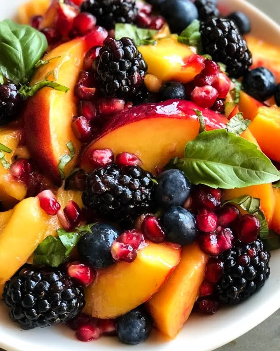 Honey Lime Basil Peach Fruit Salad