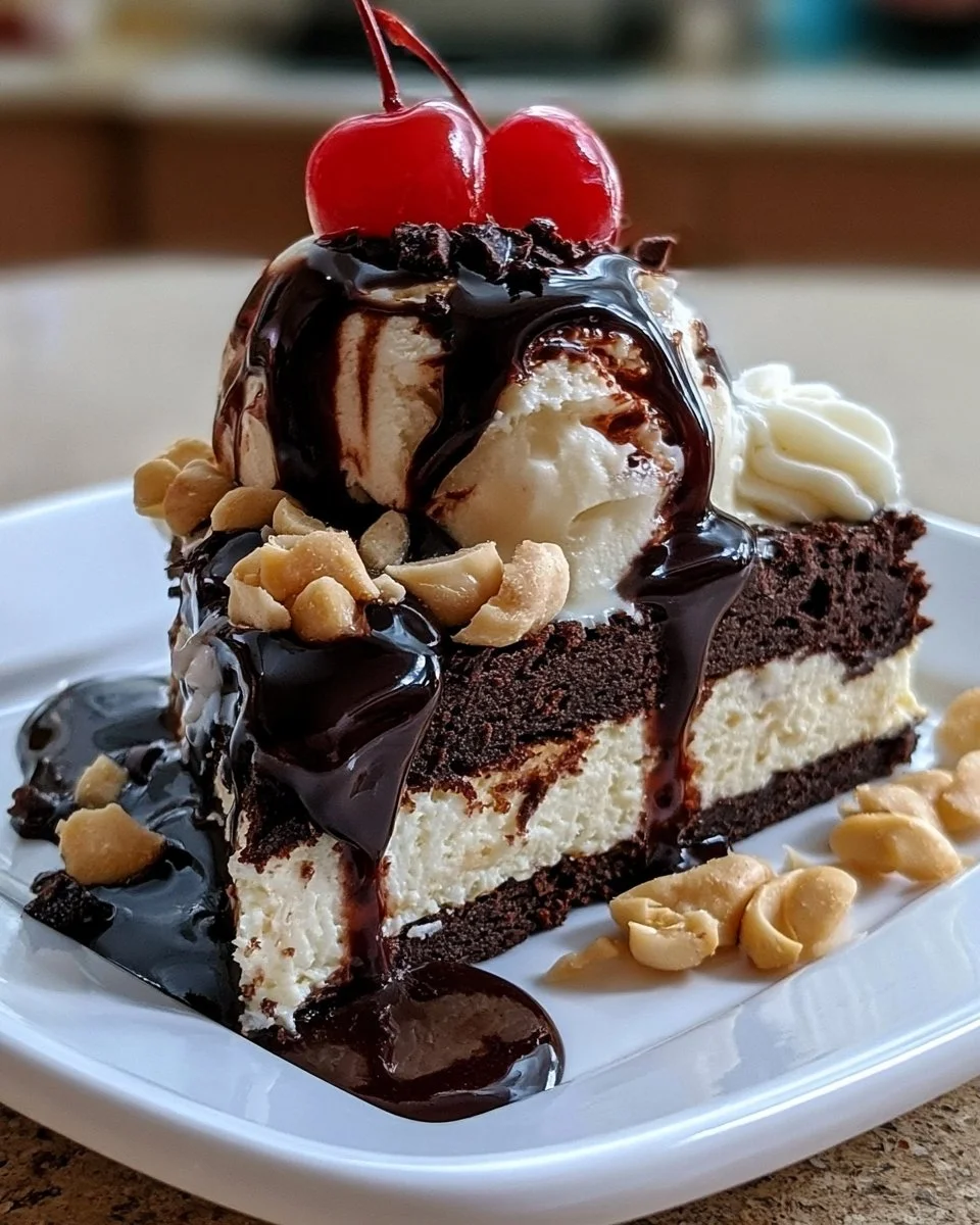 Indulge in Hot Fudge Sundae Brownie Cheesecake Bliss