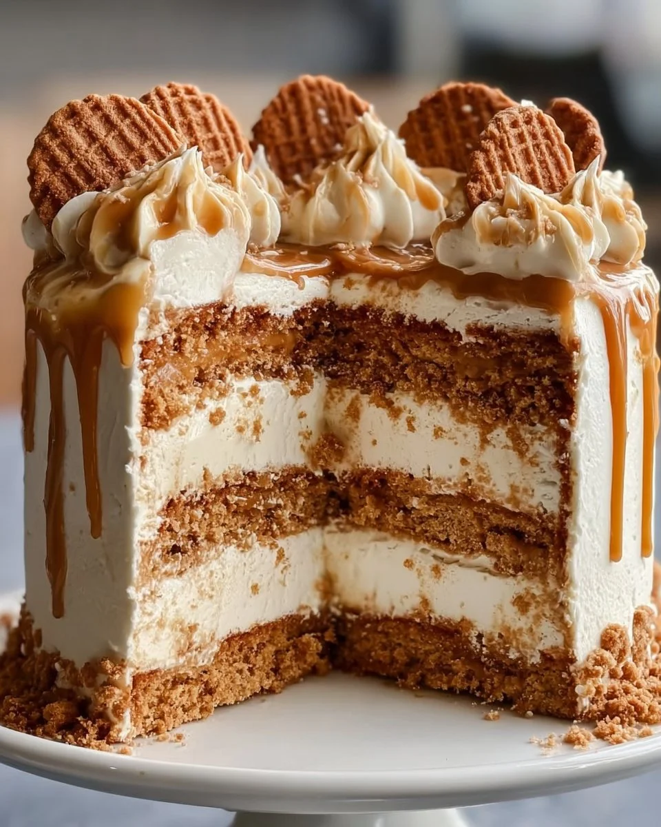 Irresistible Biscoff Cake with Creamy Cookie Delight