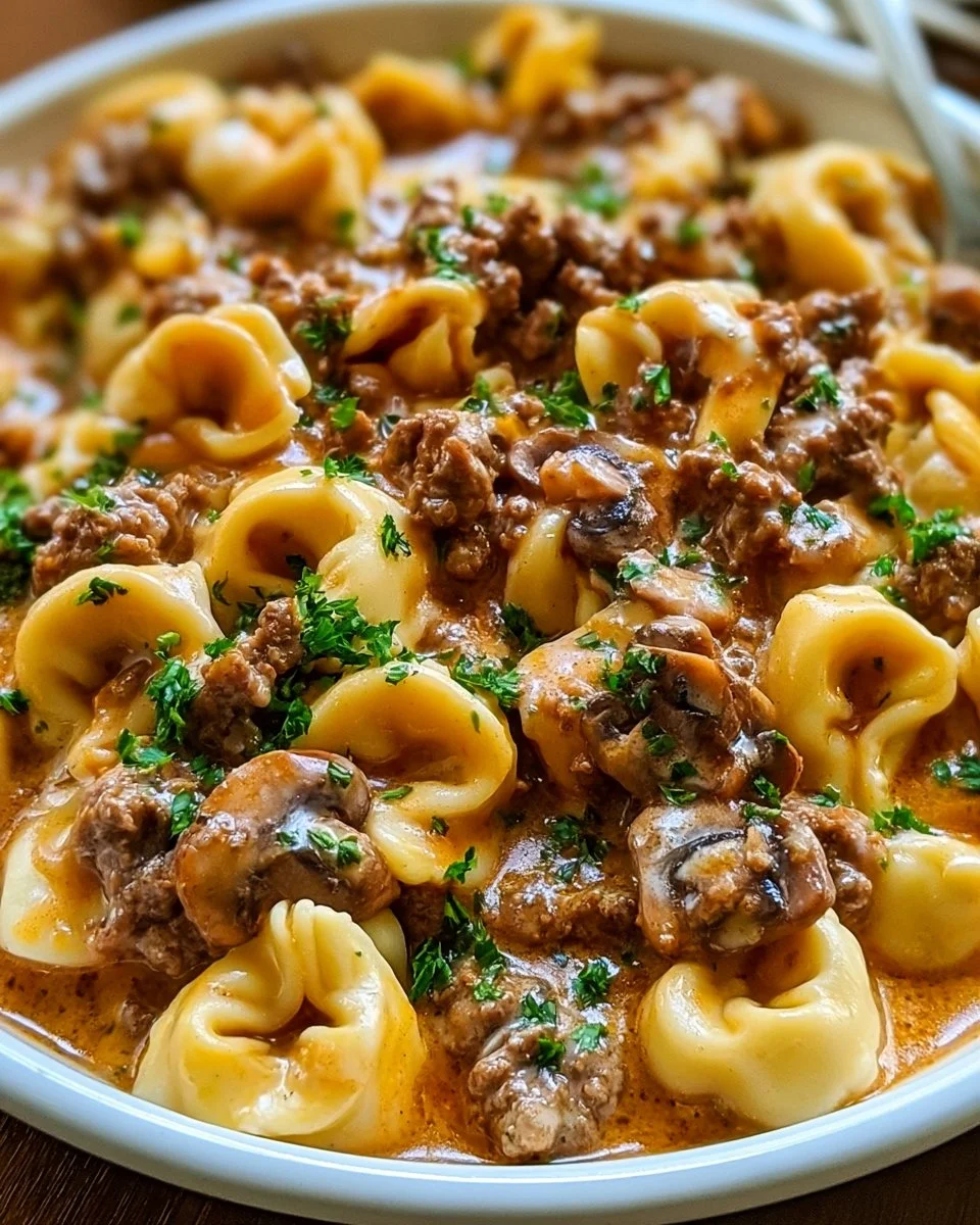 One-Skillet Beef Stroganoff Tortellini
