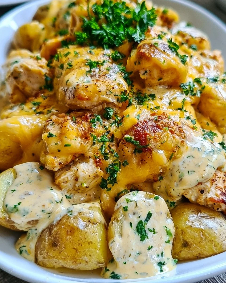 Slow Cooker Cheesy Ranch Chicken & Potatoes