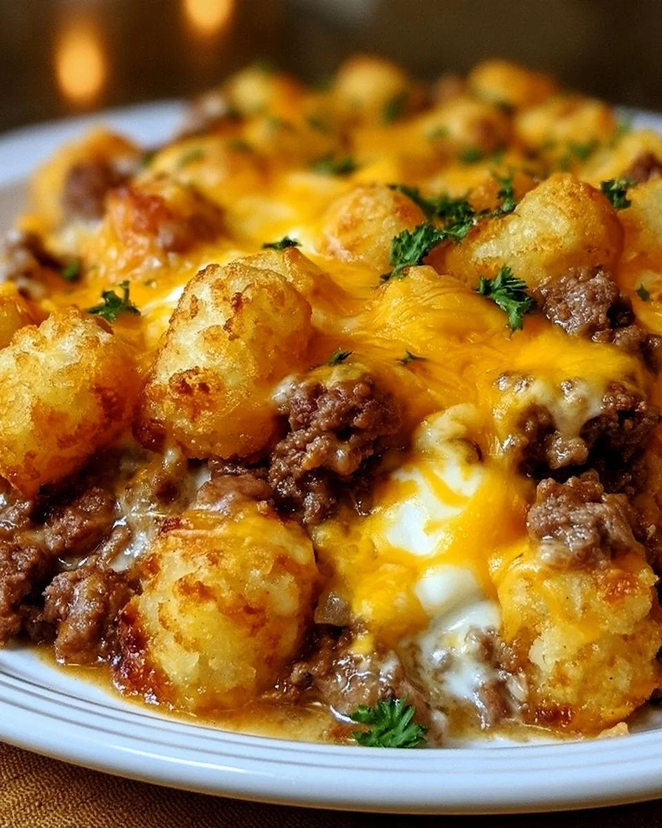 Tater Tot Casserole with Ground Beef