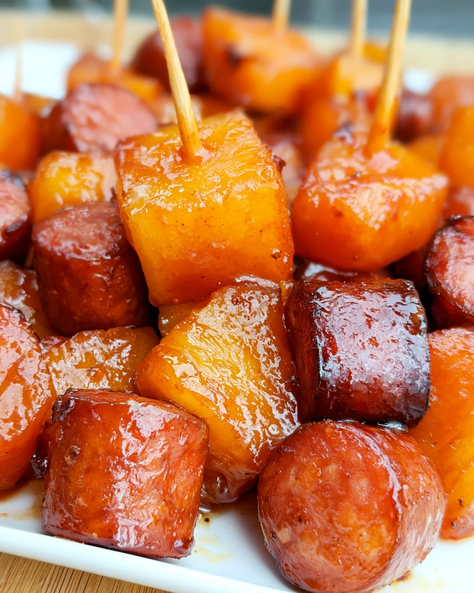 Glazed Smoked Sausage Pineapple Bites